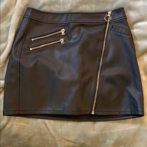 Black faux leather skirt from Express
